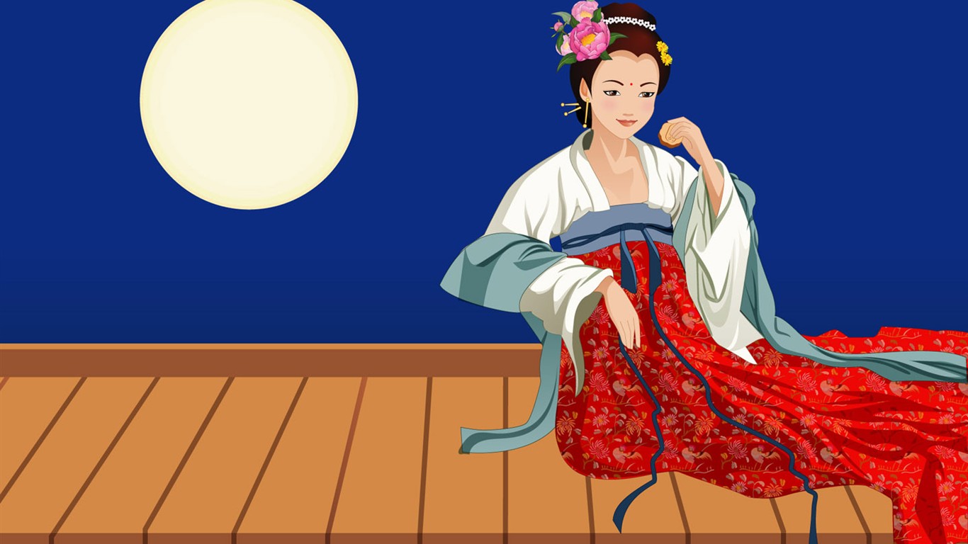 嫦娥奔月中秋節精美壁紙 #4 - 1366x768