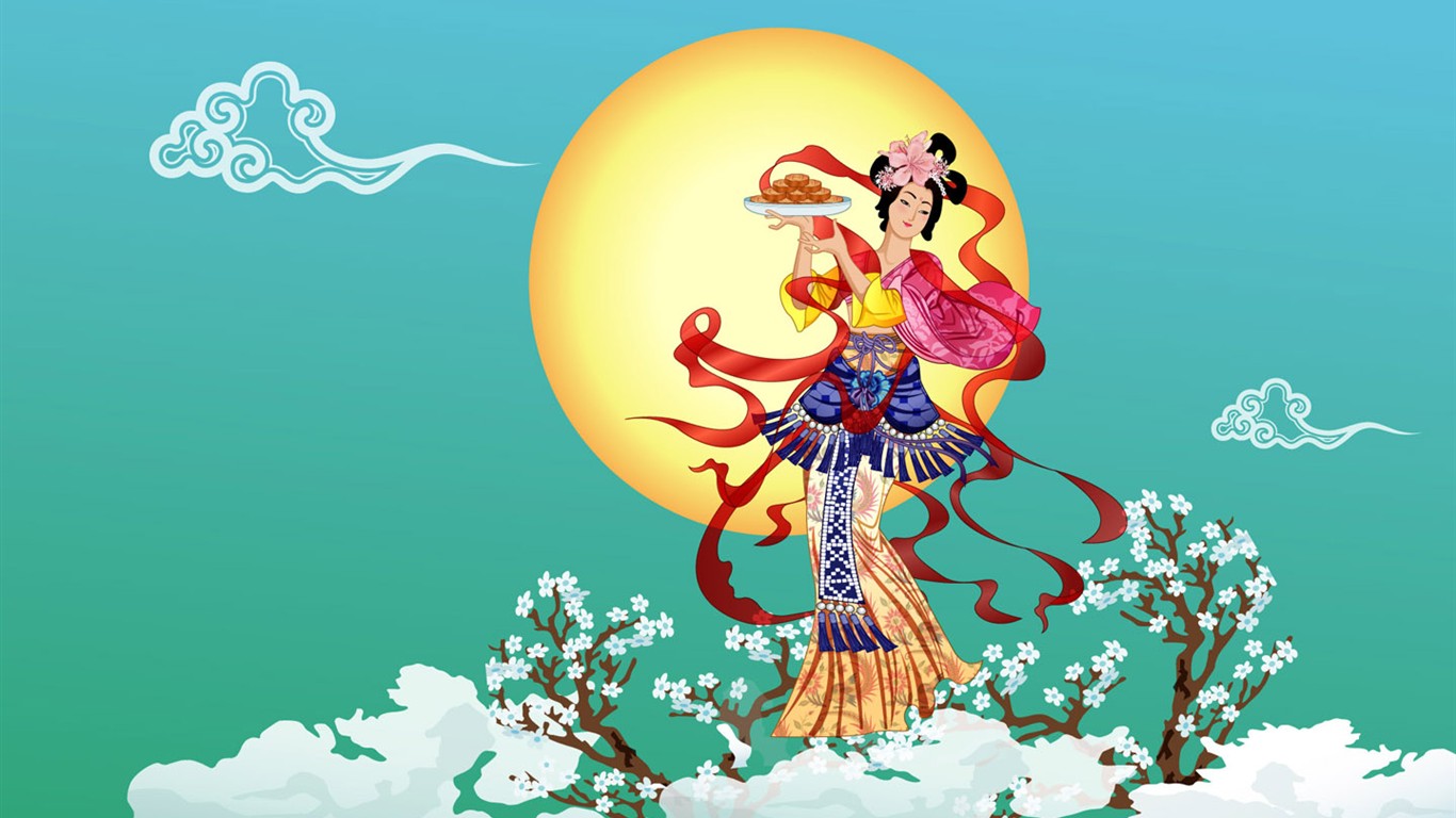 嫦娥奔月中秋節精美壁紙 #5 - 1366x768