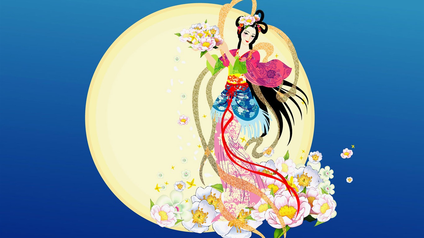 嫦娥奔月中秋節精美壁紙 #6 - 1366x768