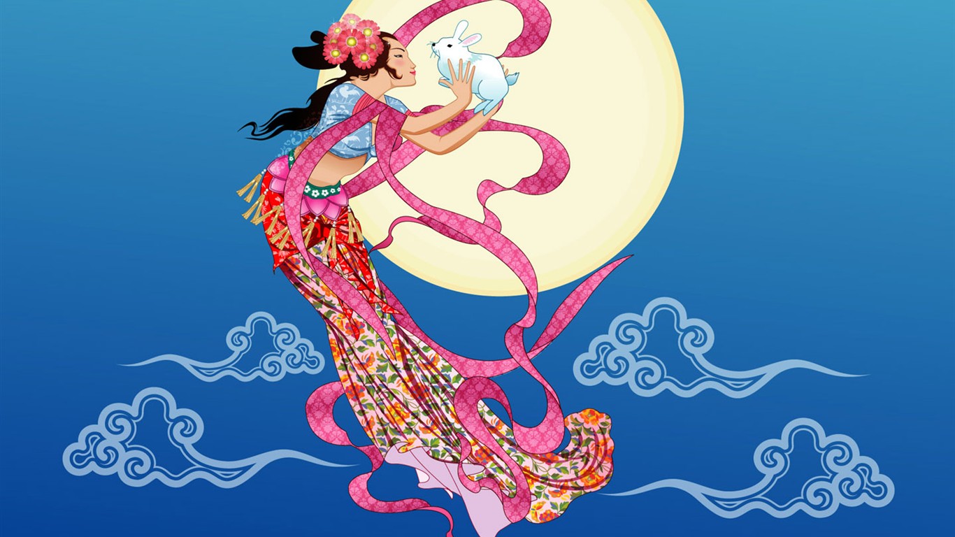 嫦娥奔月中秋節精美壁紙 #7 - 1366x768