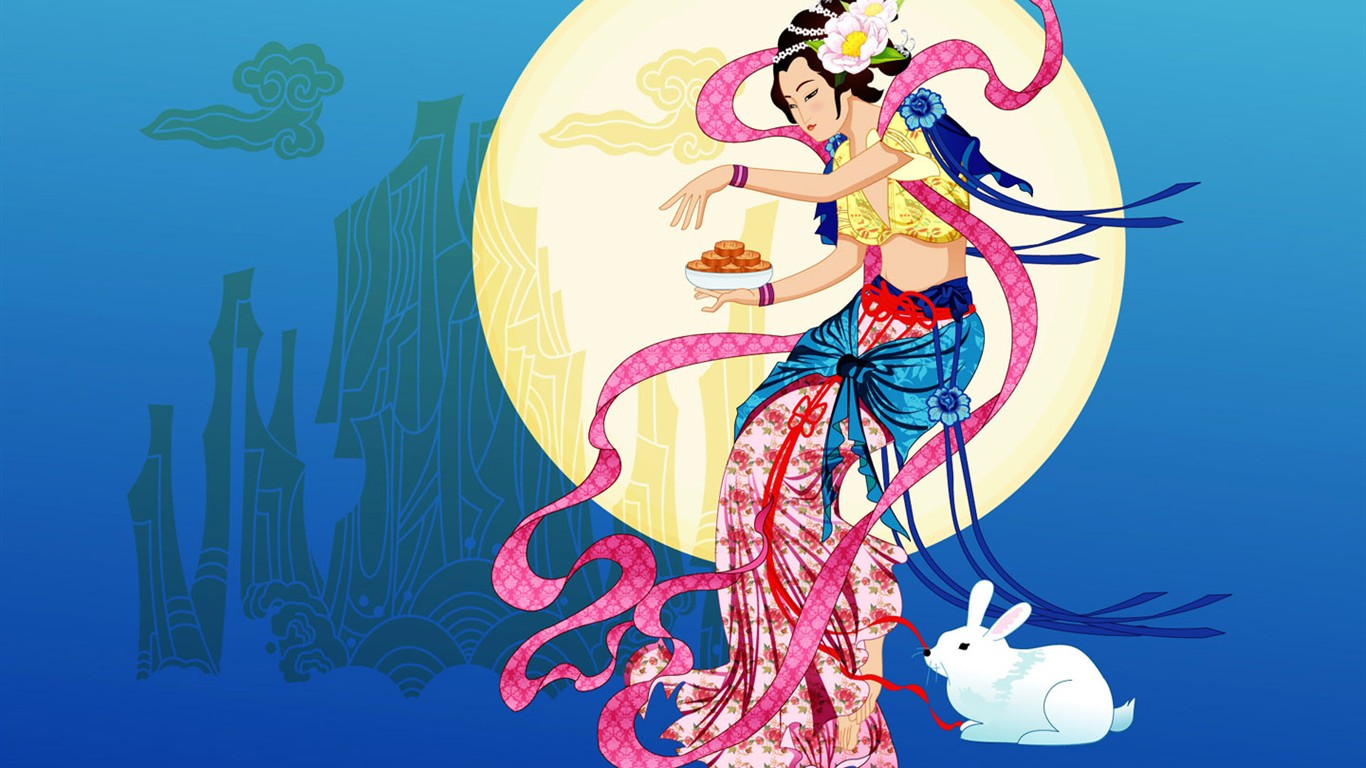 嫦娥奔月中秋節精美壁紙 #8 - 1366x768