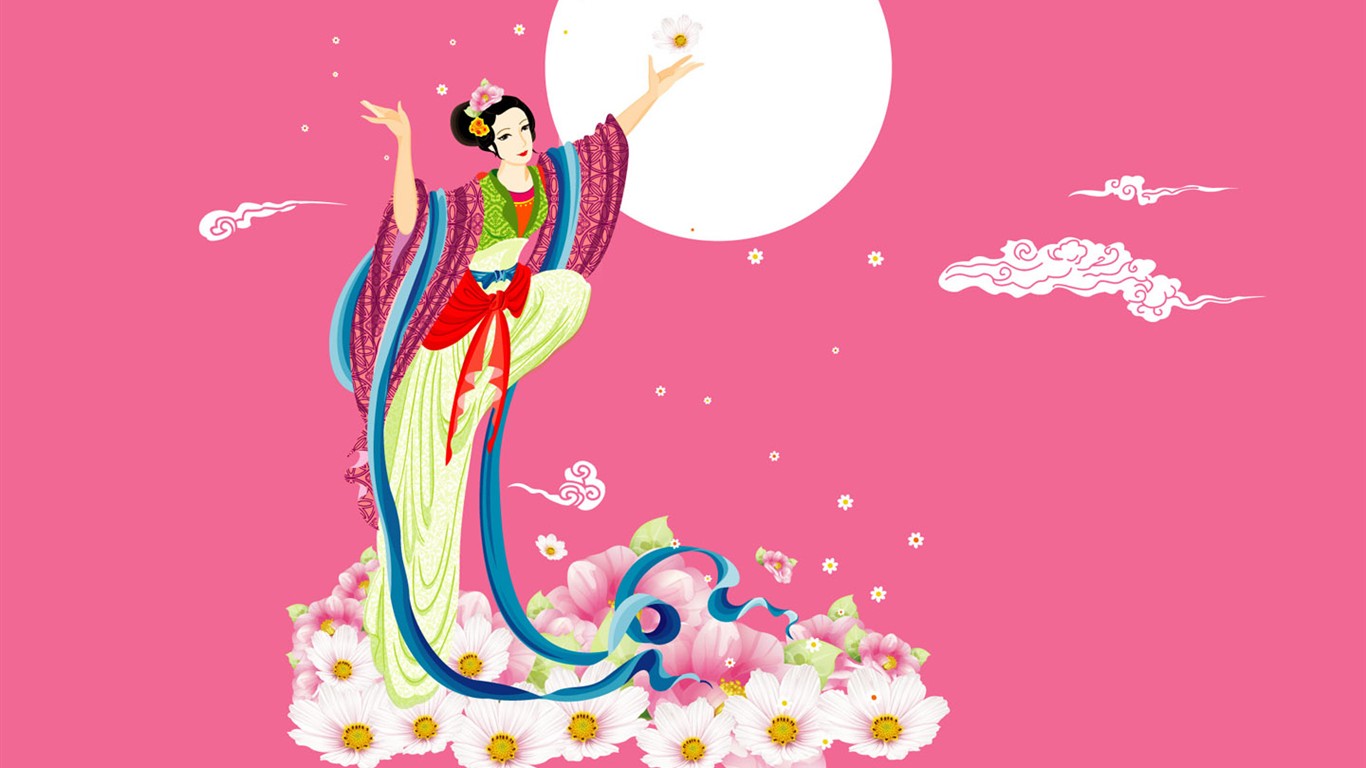 嫦娥奔月中秋節精美壁紙 #14 - 1366x768