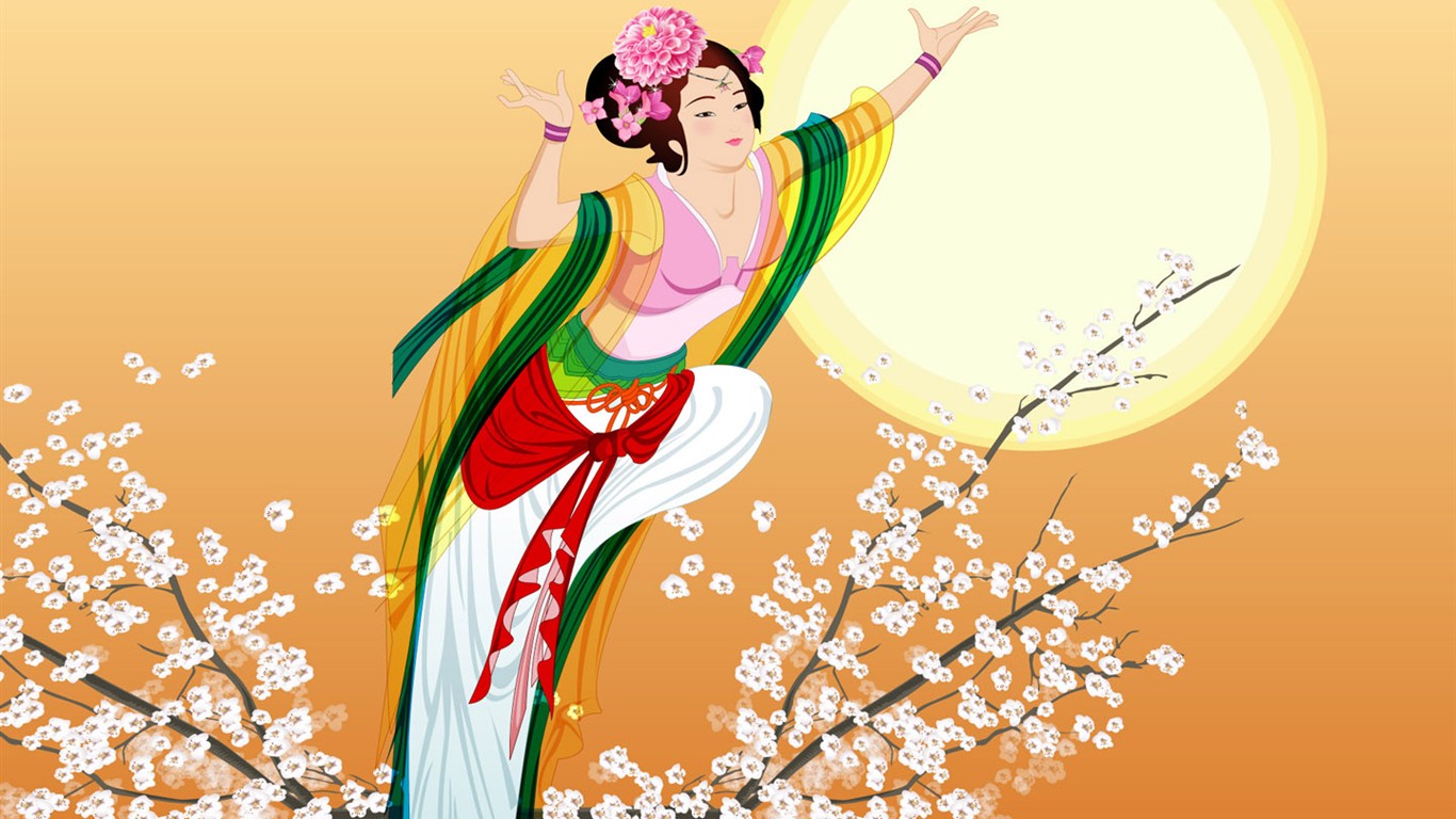 嫦娥奔月中秋節精美壁紙 #15 - 1366x768