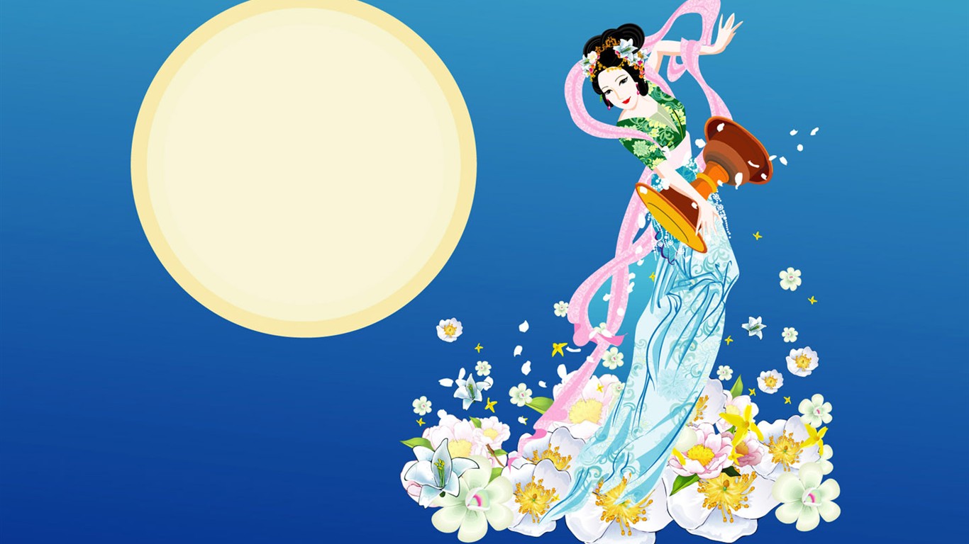 嫦娥奔月中秋節精美壁紙 #17 - 1366x768