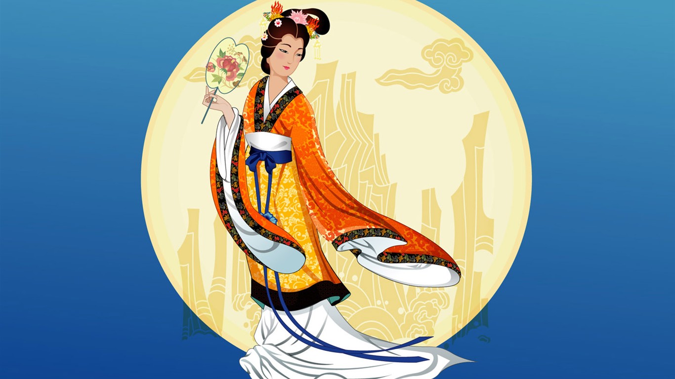 嫦娥奔月中秋节精美壁纸20 - 1366x768