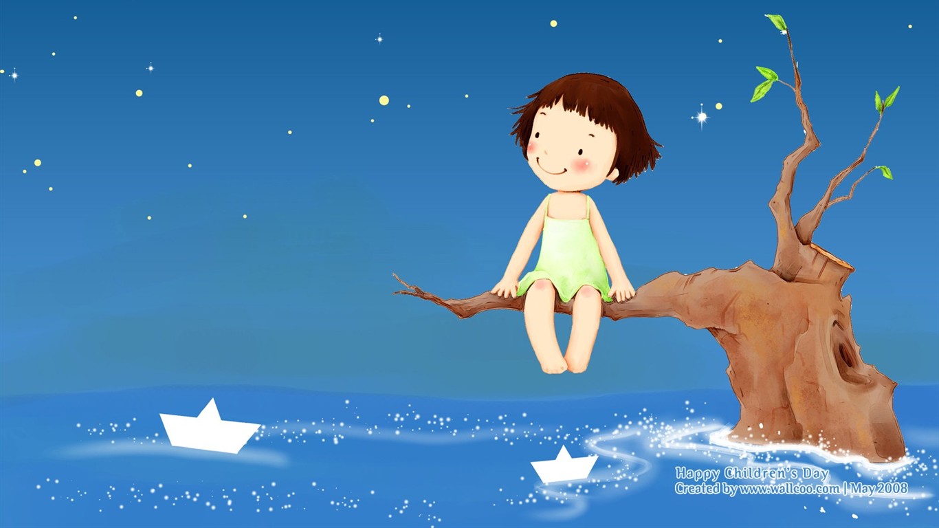 Lovely Children's Day wallpaper illustrator #4 - 1366x768