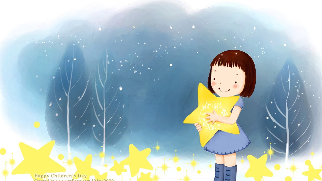 Lovely Children's Day wallpaper illustrator #7 - 1366x768