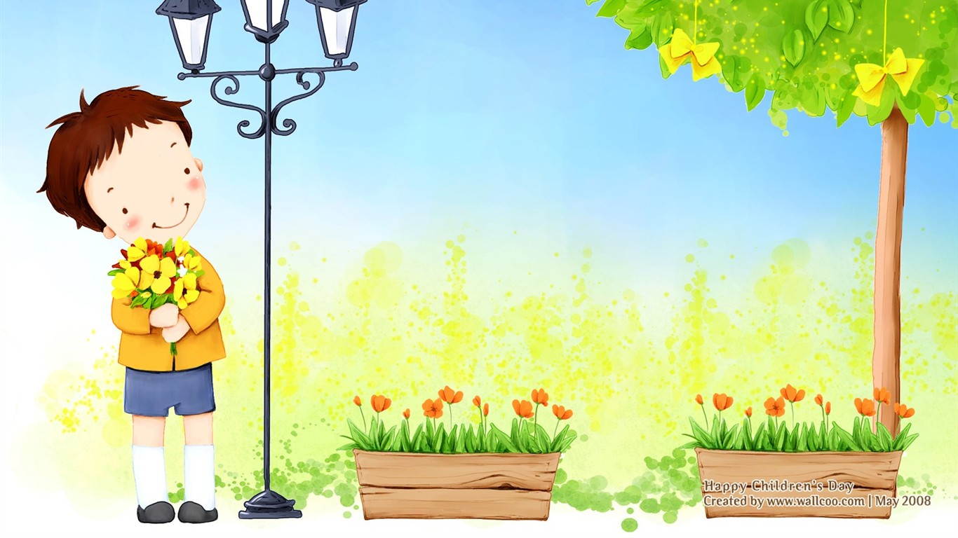 Lovely Children's Day wallpaper illustrator #12 - 1366x768