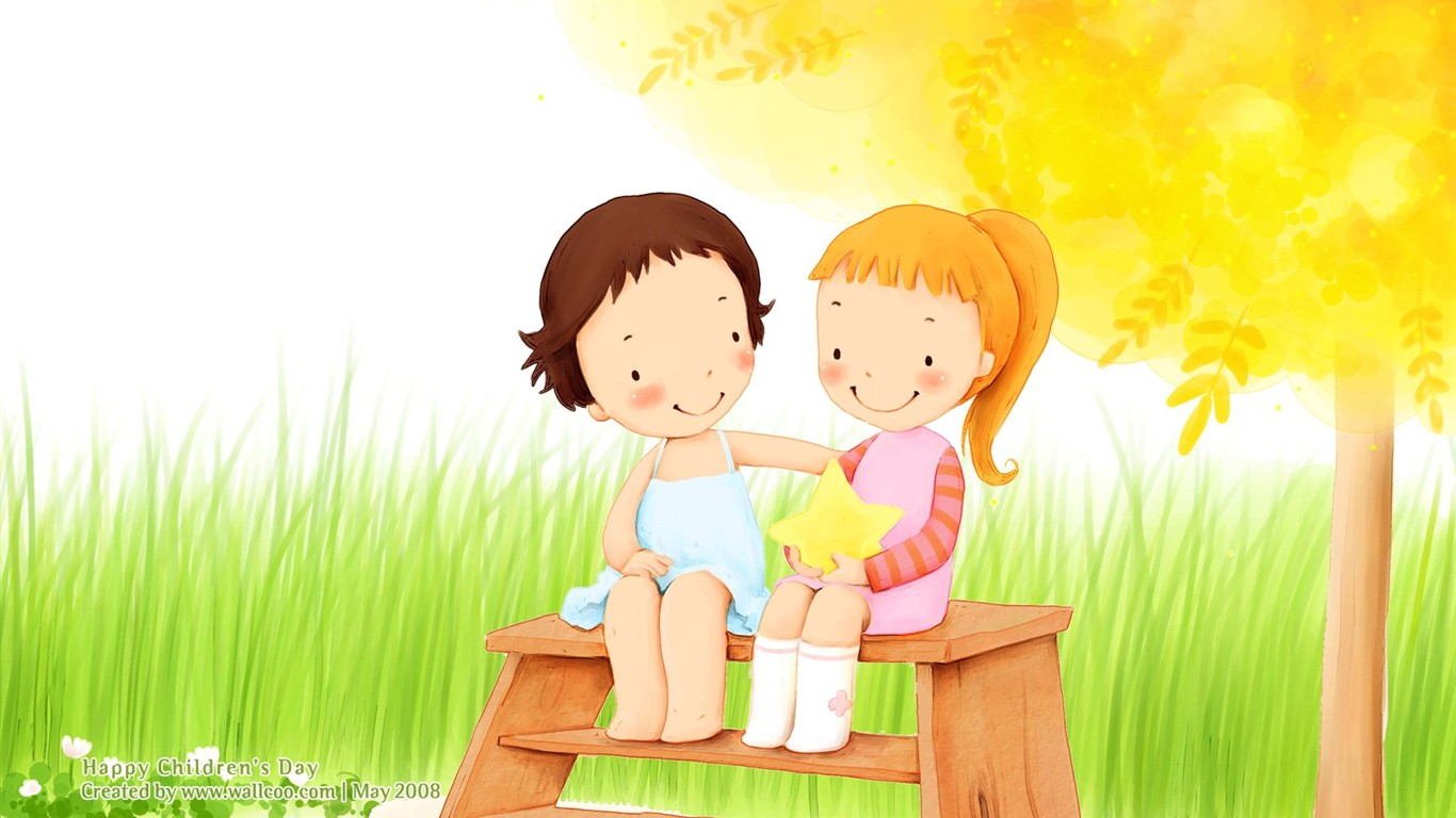 Lovely Children's Day wallpaper illustrator #16 - 1366x768