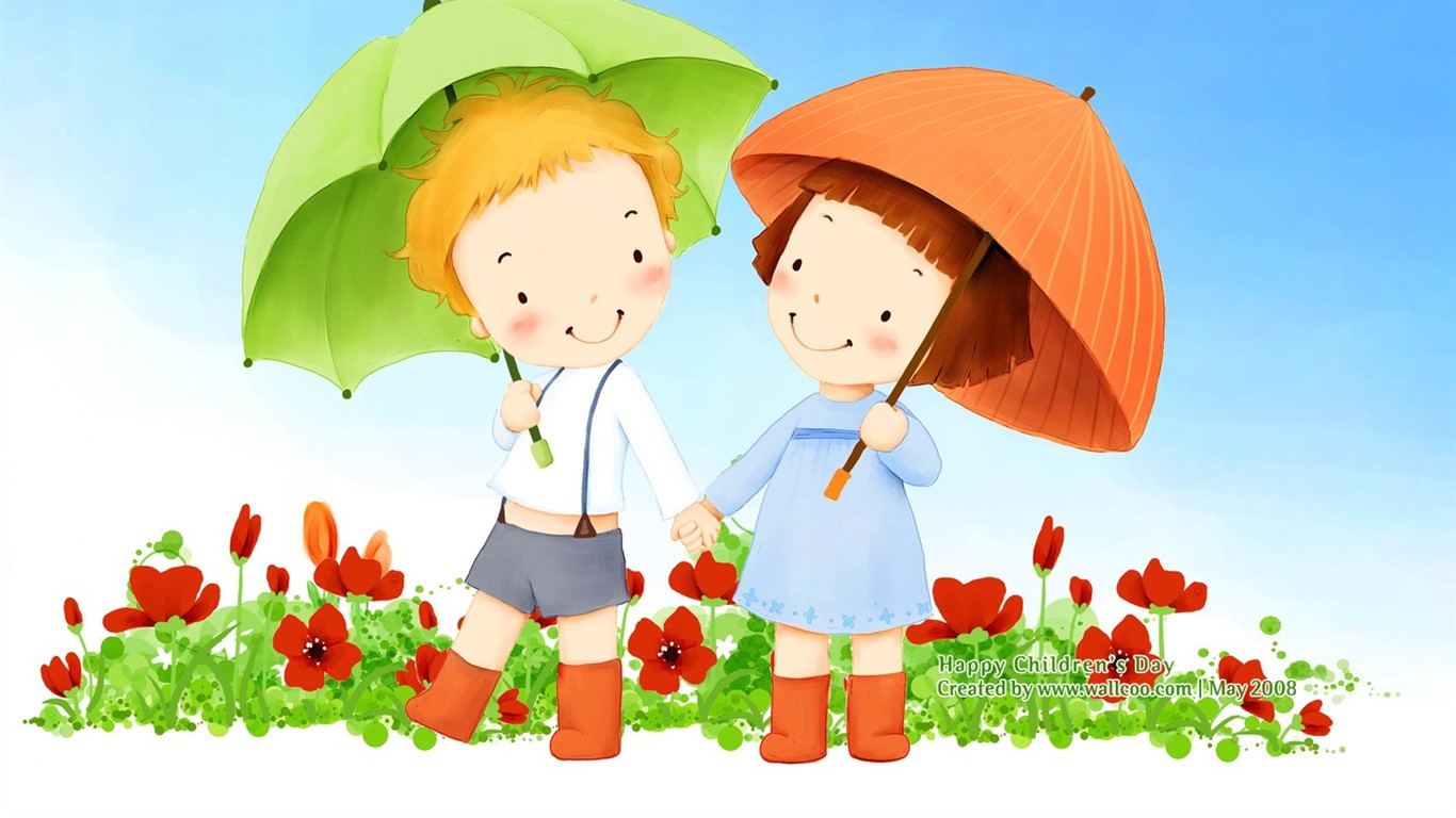 Lovely Children's Day wallpaper illustrator #17 - 1366x768