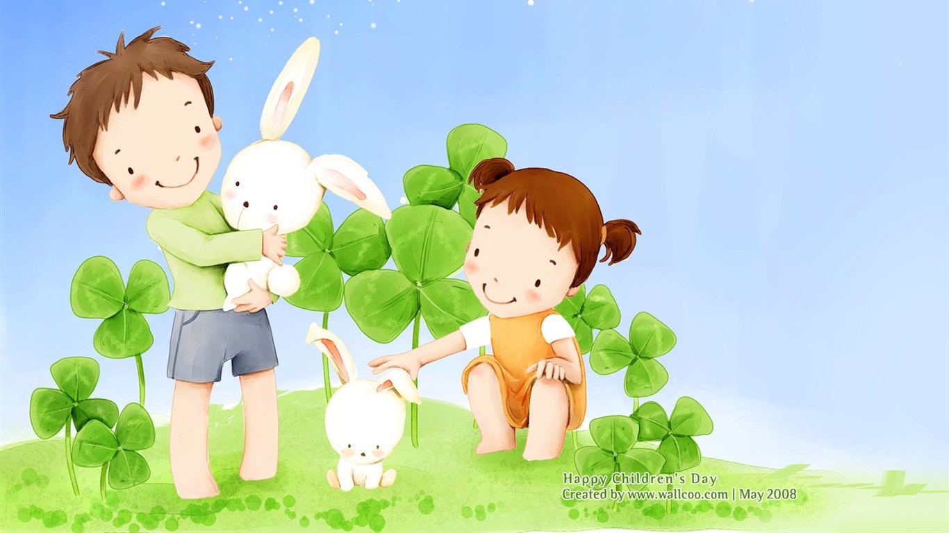 兒童節可愛插畫壁紙 #18 - 1366x768