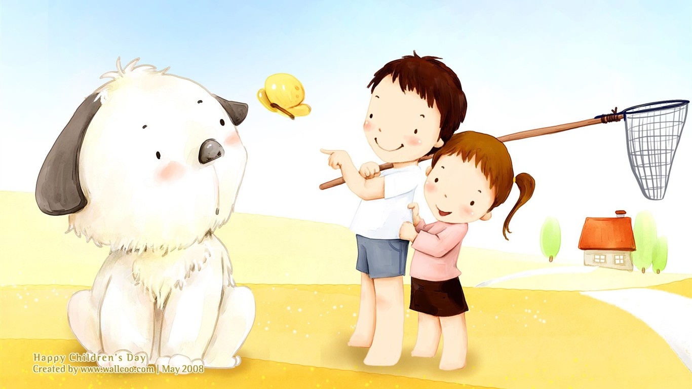 兒童節可愛插畫壁紙 #19 - 1366x768