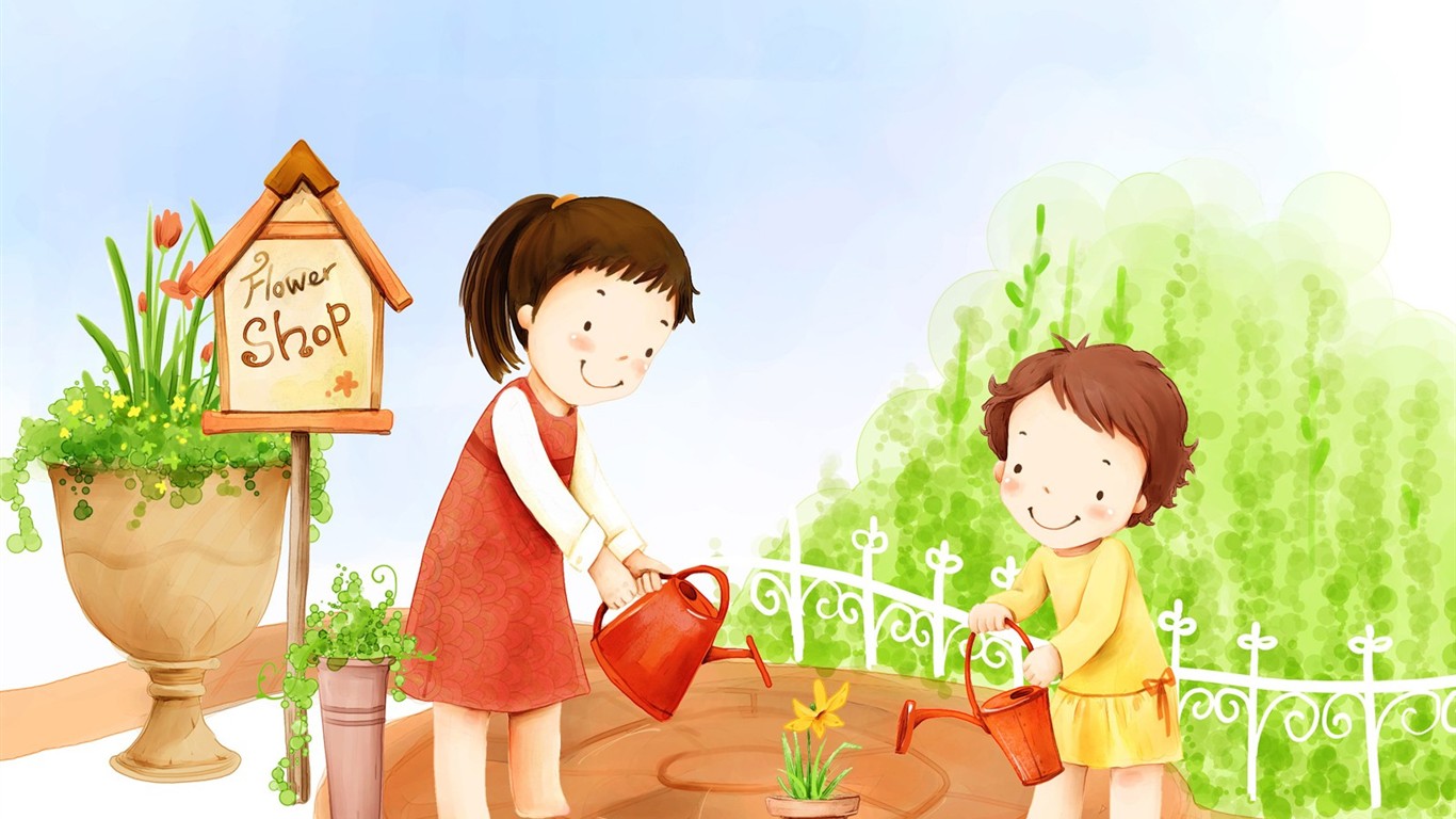 Lovely Children's Day wallpaper illustrator #20 - 1366x768