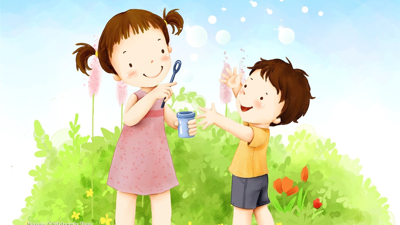 兒童節可愛插畫壁紙 #21 - 1366x768