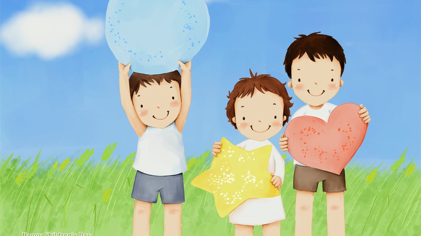 兒童節可愛插畫壁紙 #24 - 1366x768