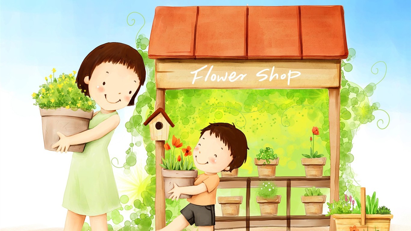 Lovely Children's Day wallpaper illustrator #25 - 1366x768