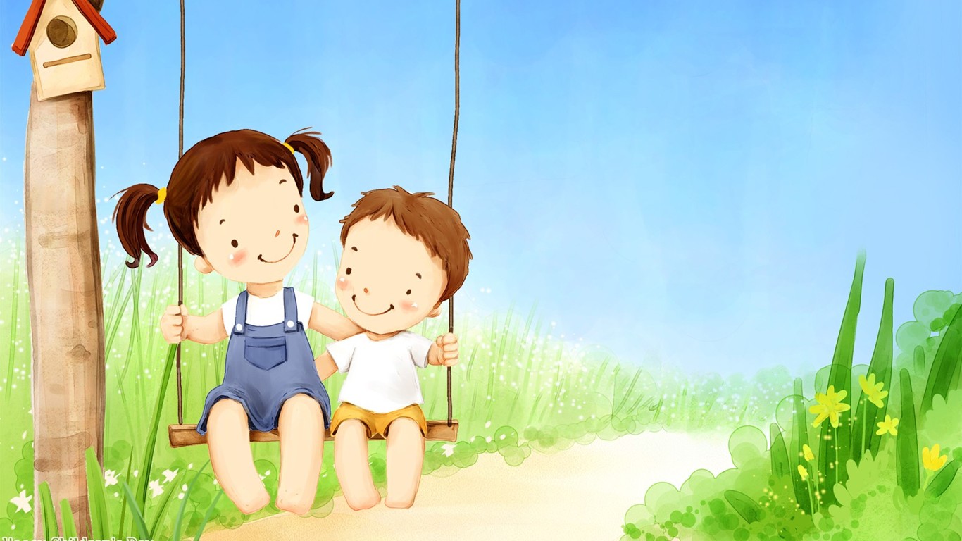兒童節可愛插畫壁紙 #28 - 1366x768