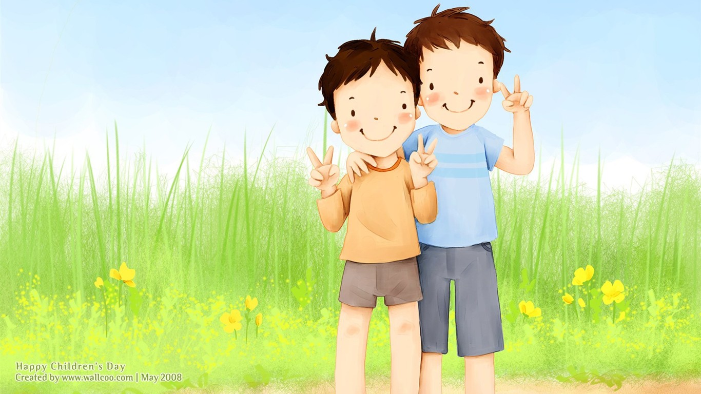 Lovely Children's Day wallpaper illustrator #29 - 1366x768