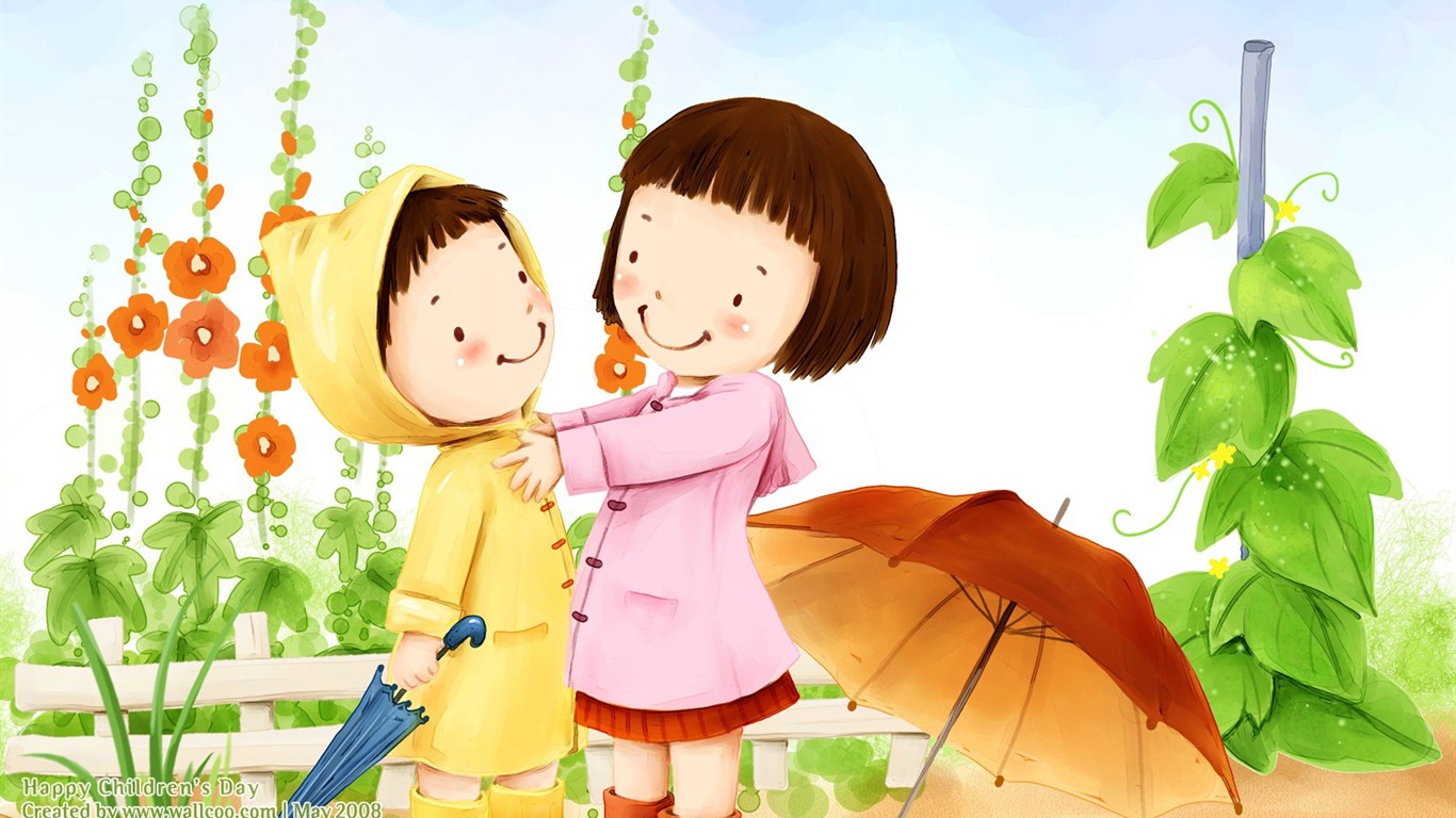 Lovely Children's Day wallpaper illustrator #30 - 1366x768