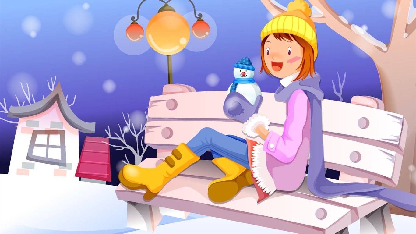 Christmas Winter Wallpaper chapter of Vector #7 - 1366x768