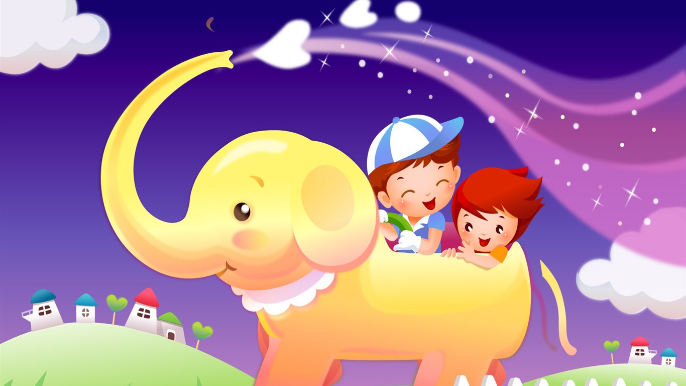 Vector Cartoon Child Album Wallpaper #2 - 1366x768