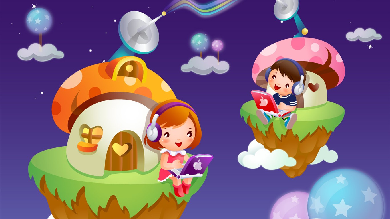 Vector Cartoon Child Album Wallpaper #7 - 1366x768