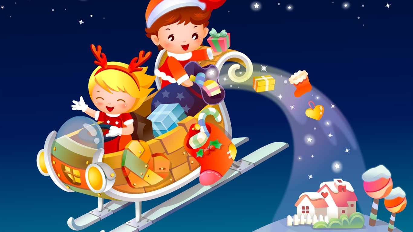 Vector Cartoon Child Album Wallpaper #13 - 1366x768