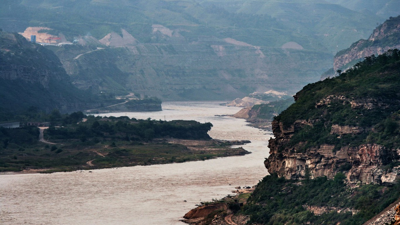 Écoulement continu du fleuve Jaune - Cascade de Hukou Notes de Voyage (Minghu œuvres Metasequoia) #15 - 1366x768