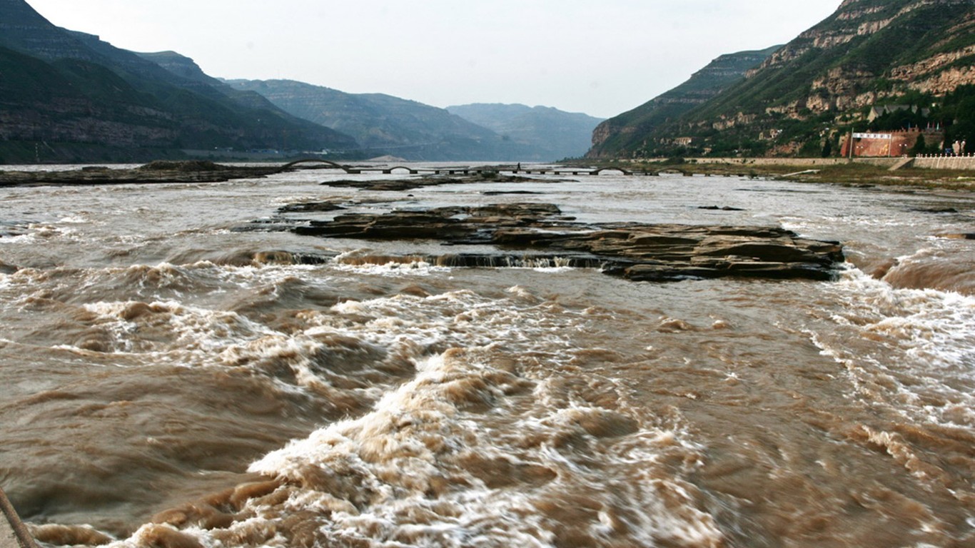 Écoulement continu du fleuve Jaune - Cascade de Hukou Notes de Voyage (Minghu œuvres Metasequoia) #17 - 1366x768