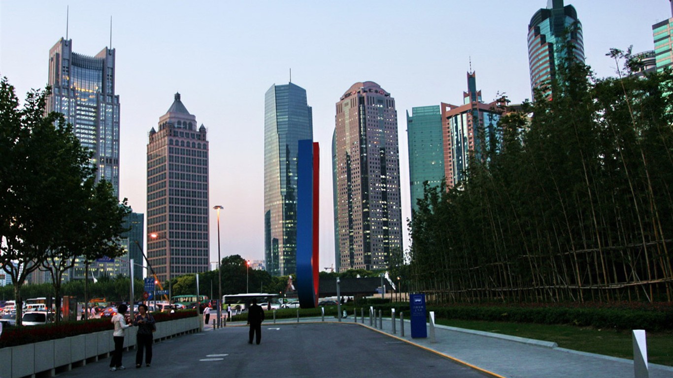 Metropolis - Shanghai dojem (Minghu Metasequoia práce) #16 - 1366x768