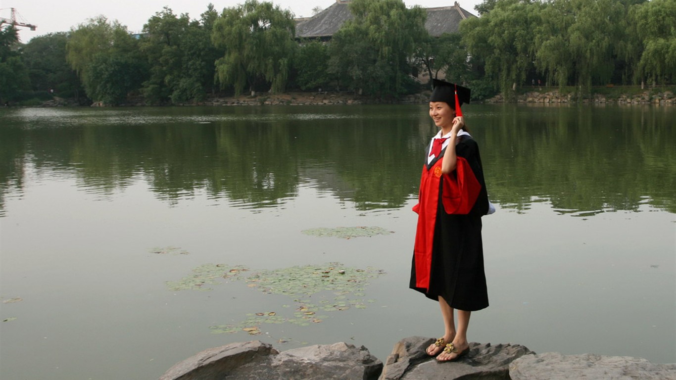 Glimpse of Peking University (Minghu Metasequoia works) #15 - 1366x768