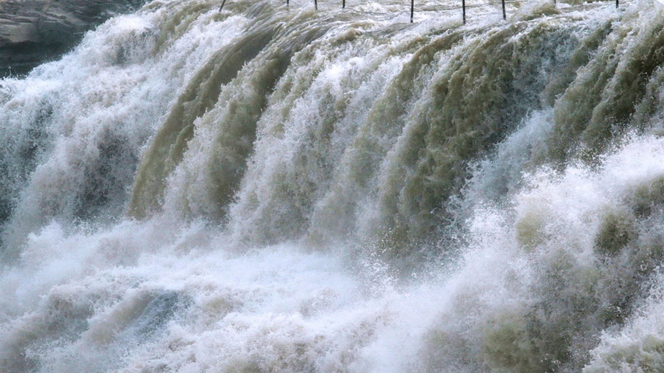 Écoulement continu du fleuve Jaune - Cascade de Hukou Notes de Voyage (Minghu œuvres Metasequoia) #2 - 1366x768