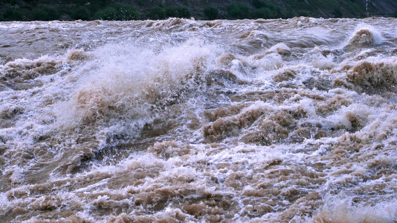 Écoulement continu du fleuve Jaune - Cascade de Hukou Notes de Voyage (Minghu œuvres Metasequoia) #3 - 1366x768