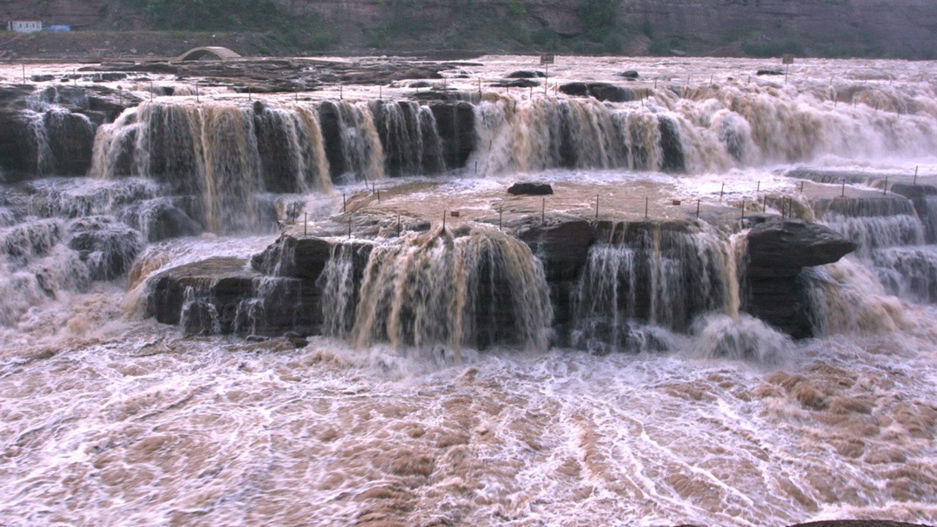 Écoulement continu du fleuve Jaune - Cascade de Hukou Notes de Voyage (Minghu œuvres Metasequoia) #5 - 1366x768