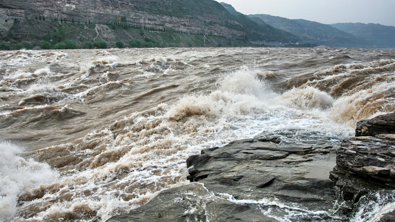 Écoulement continu du fleuve Jaune - Cascade de Hukou Notes de Voyage (Minghu œuvres Metasequoia) #7 - 1366x768