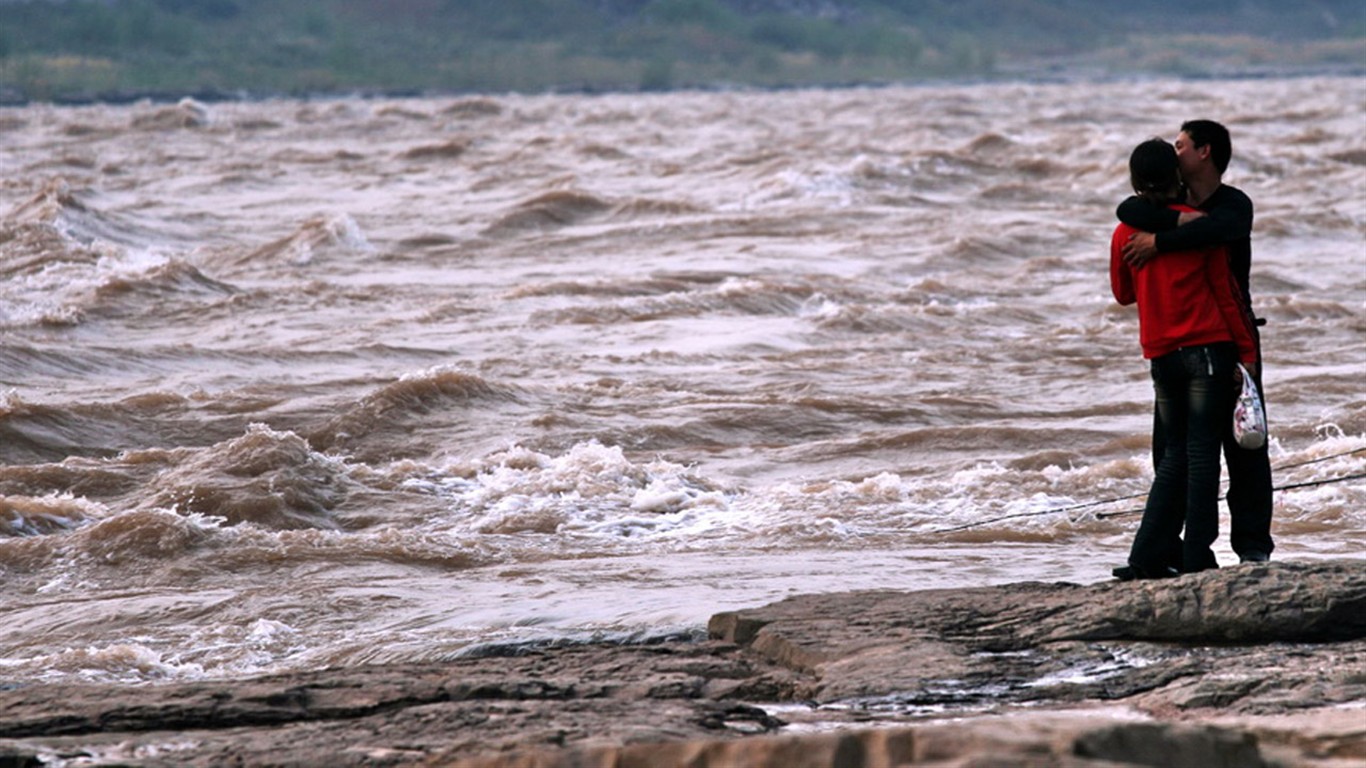 Écoulement continu du fleuve Jaune - Cascade de Hukou Notes de Voyage (Minghu œuvres Metasequoia) #9 - 1366x768