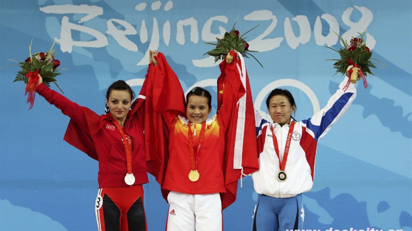 Beijing Olympics Wallpaper Gewichtheben #11 - 1366x768