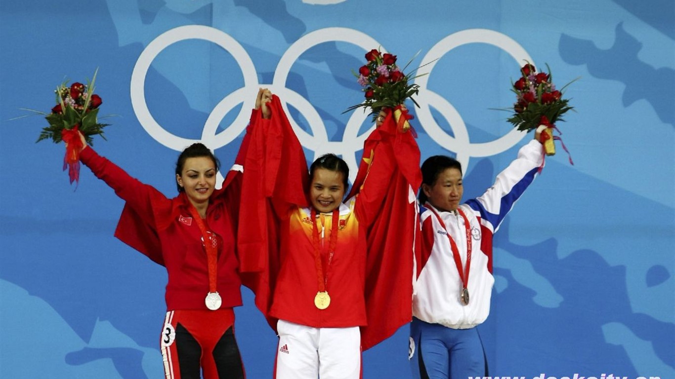 Beijing Olympics Wallpaper Gewichtheben #13 - 1366x768