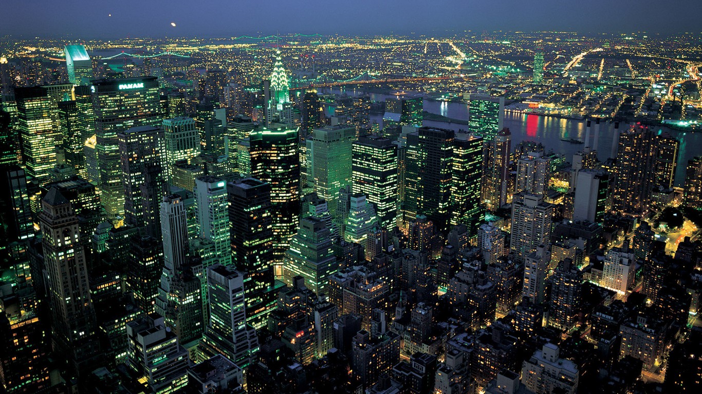 rušný město New York Stavební #15 - 1366x768