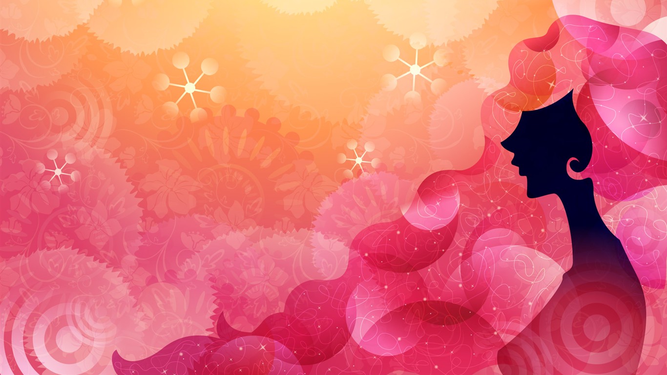 矢量女人花壁紙 #8 - 1366x768