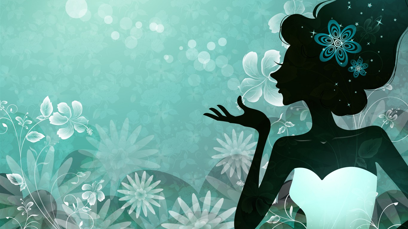 矢量女人花壁紙 #16 - 1366x768