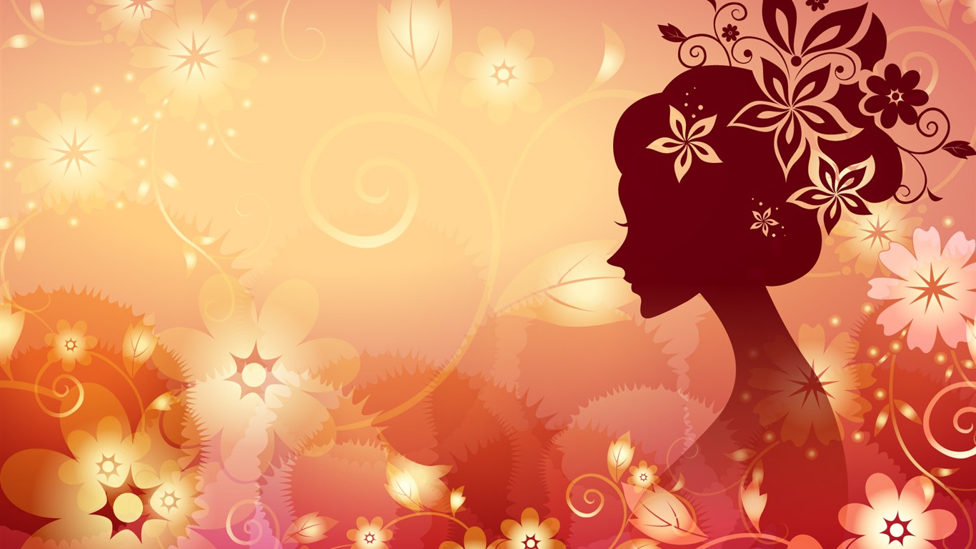矢量女人花壁紙 #20 - 1366x768