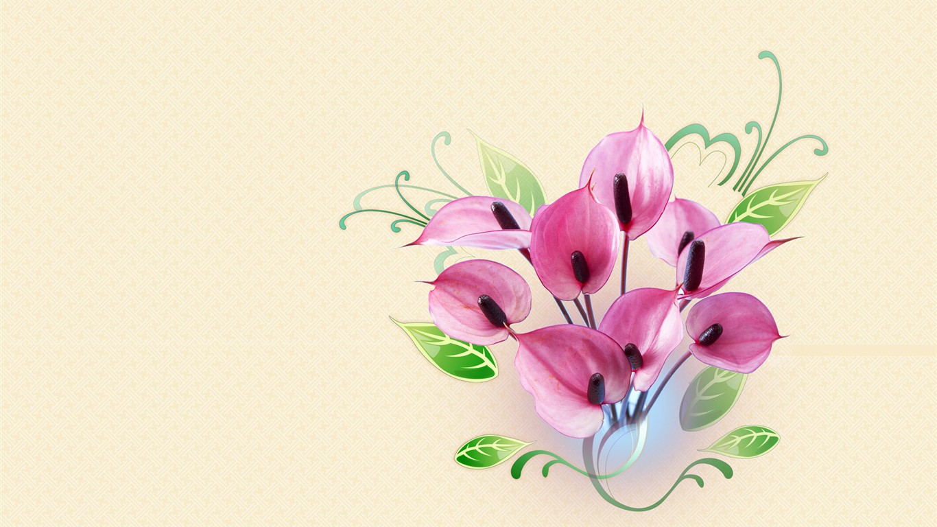 Synthèse de belles fleurs #15 - 1366x768