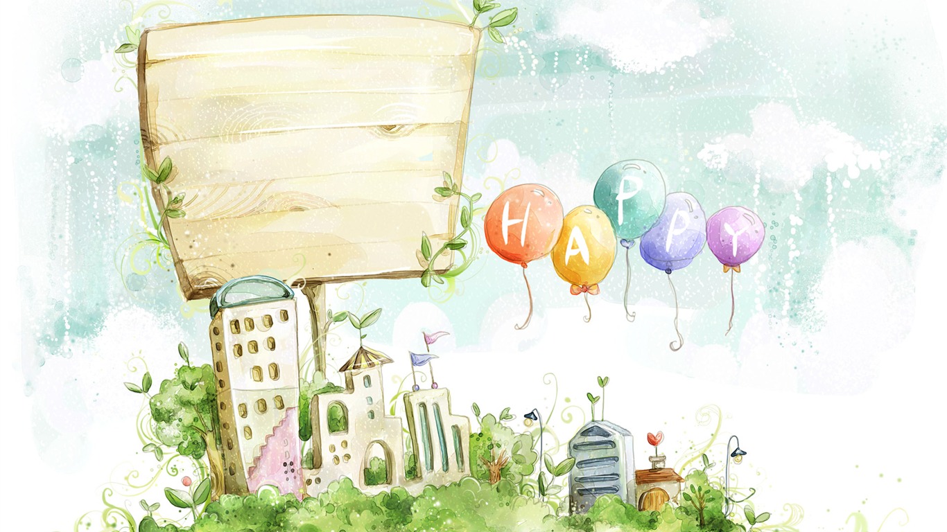 卡通夢幻風光壁紙 #39 - 1366x768
