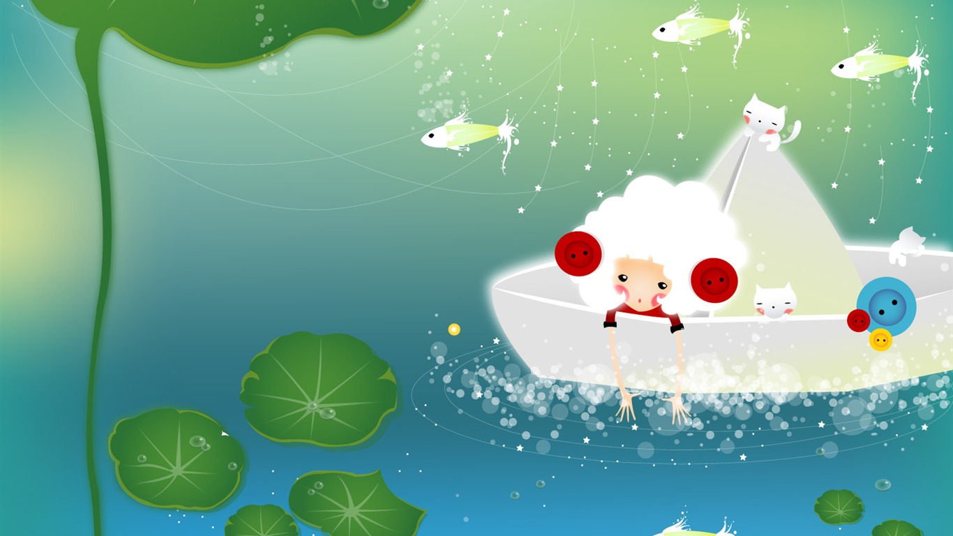 Button girl wallpaper illustrator #11 - 1366x768