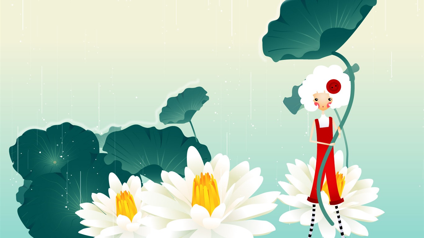 Button girl wallpaper illustrator #13 - 1366x768