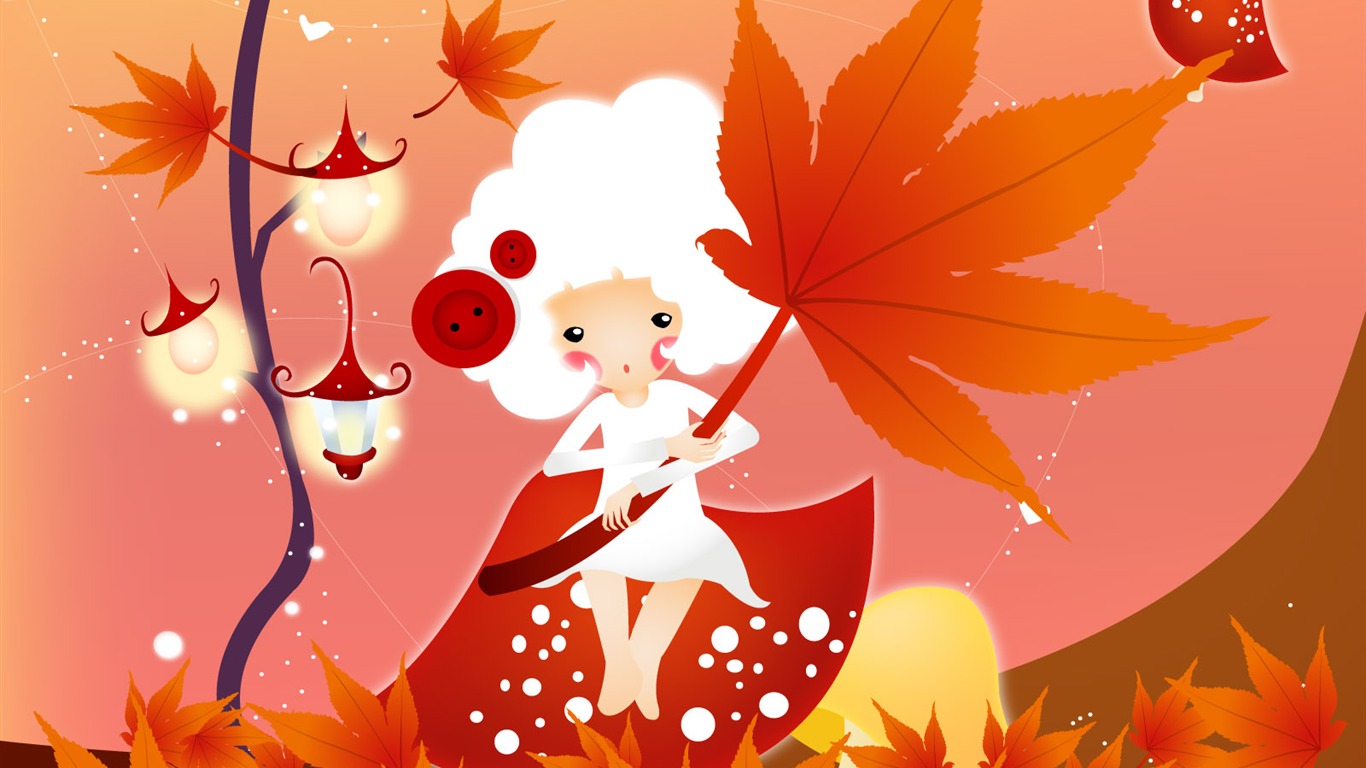 Tlačítko dívka wallpaper ilustrátor #18 - 1366x768