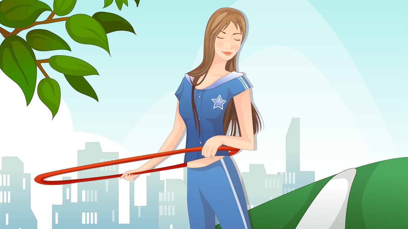 矢量女性休閒運動壁紙 #19 - 1366x768