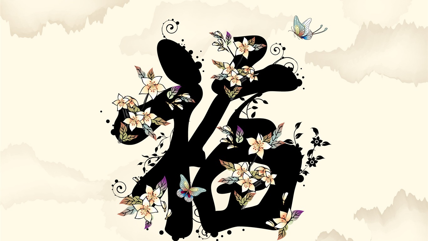 矢量水墨高清壁紙 #4 - 1366x768