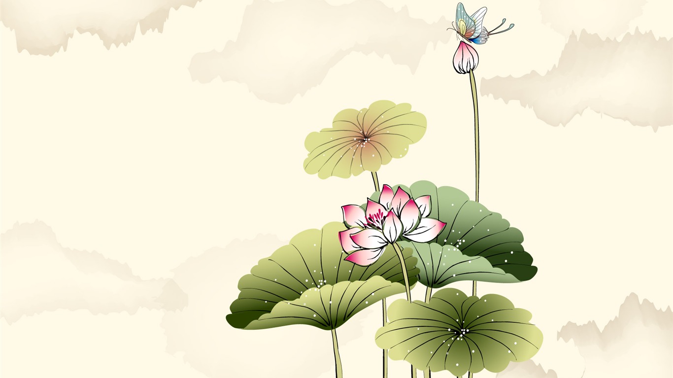 矢量水墨高清壁紙 #20 - 1366x768